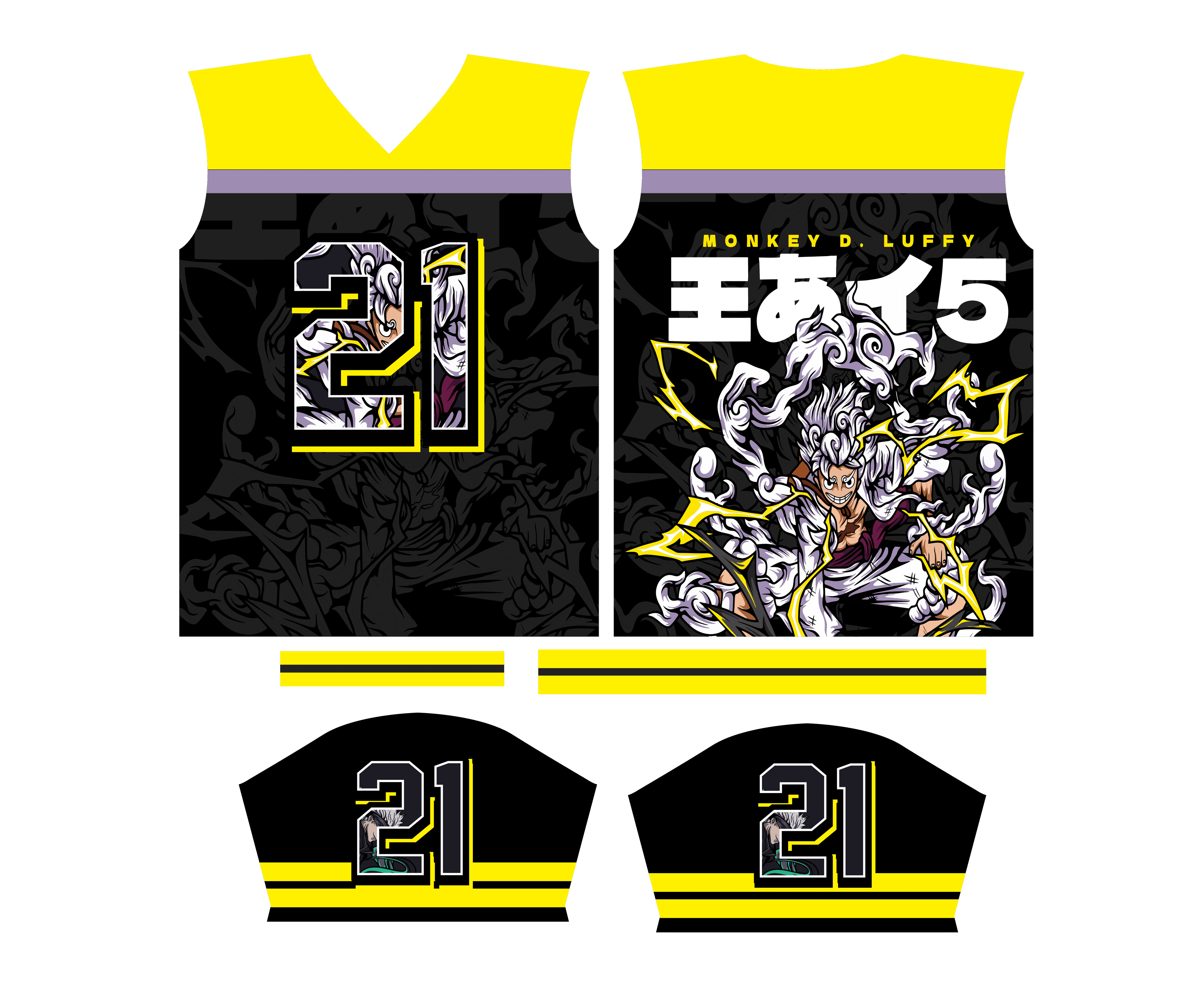 Design Jersey luffy one piece anime yellow