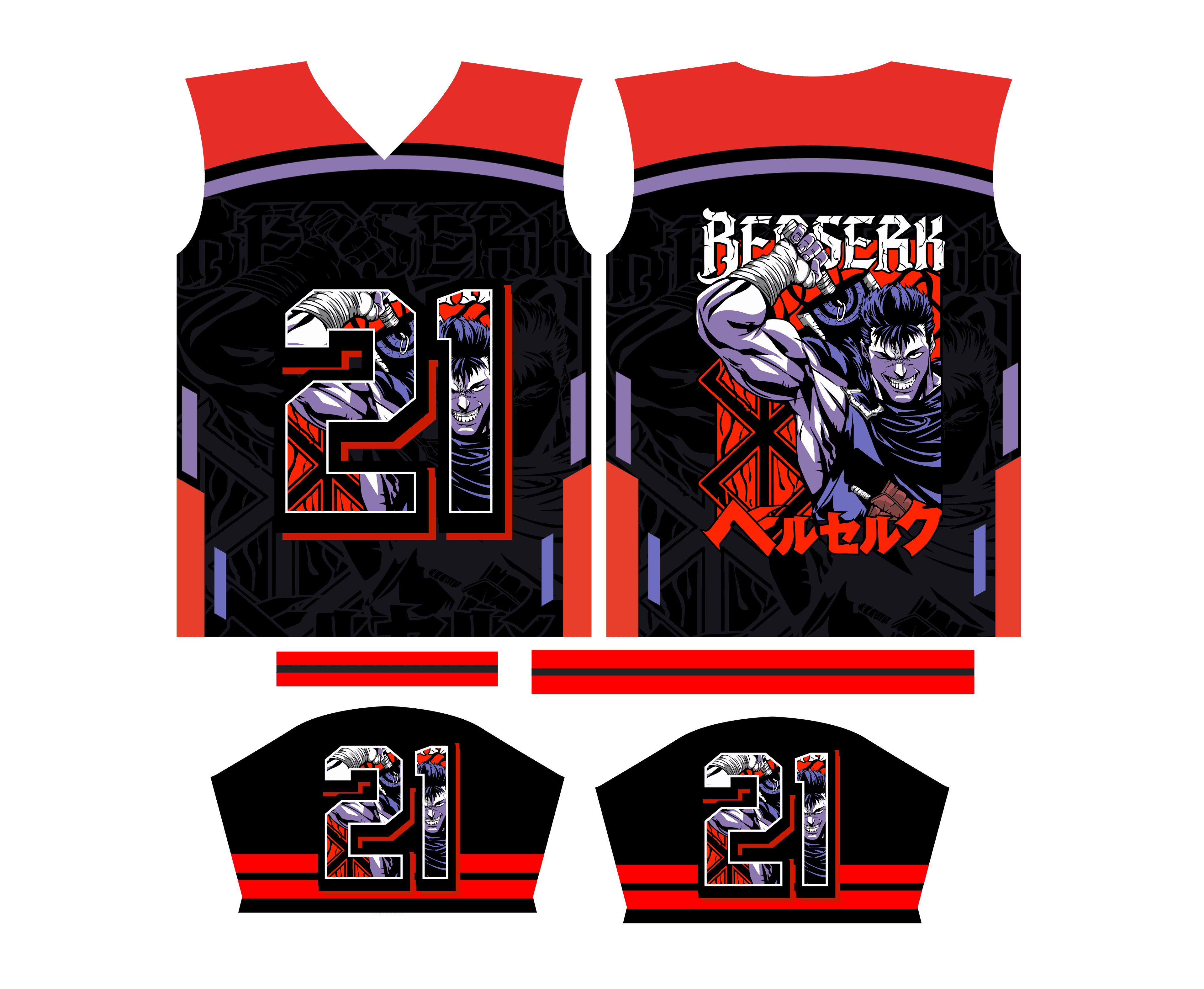 Design Jersey berserk red evil | cdr vector editable