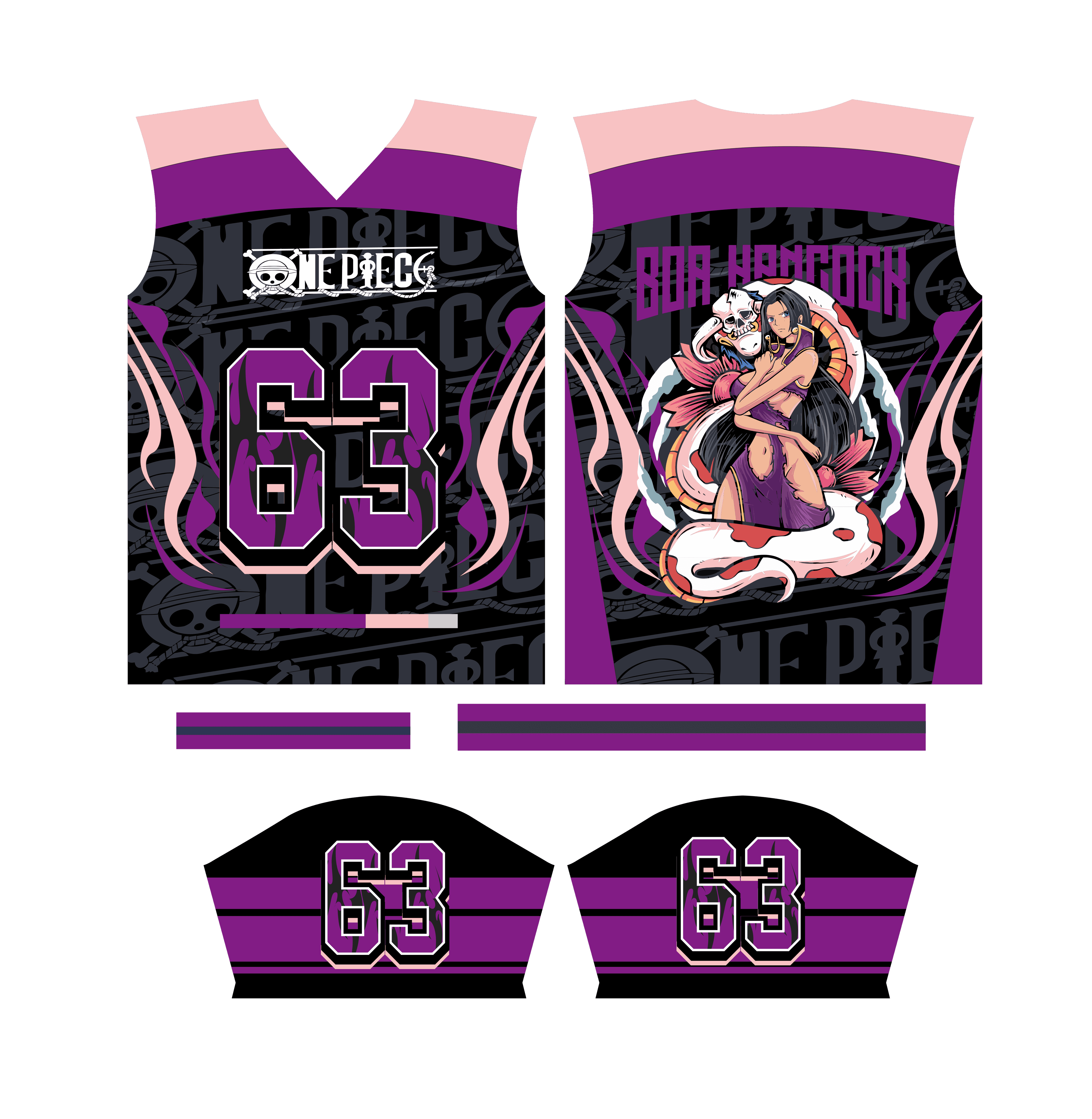 Design Jersey luffy one piece purple anime editable