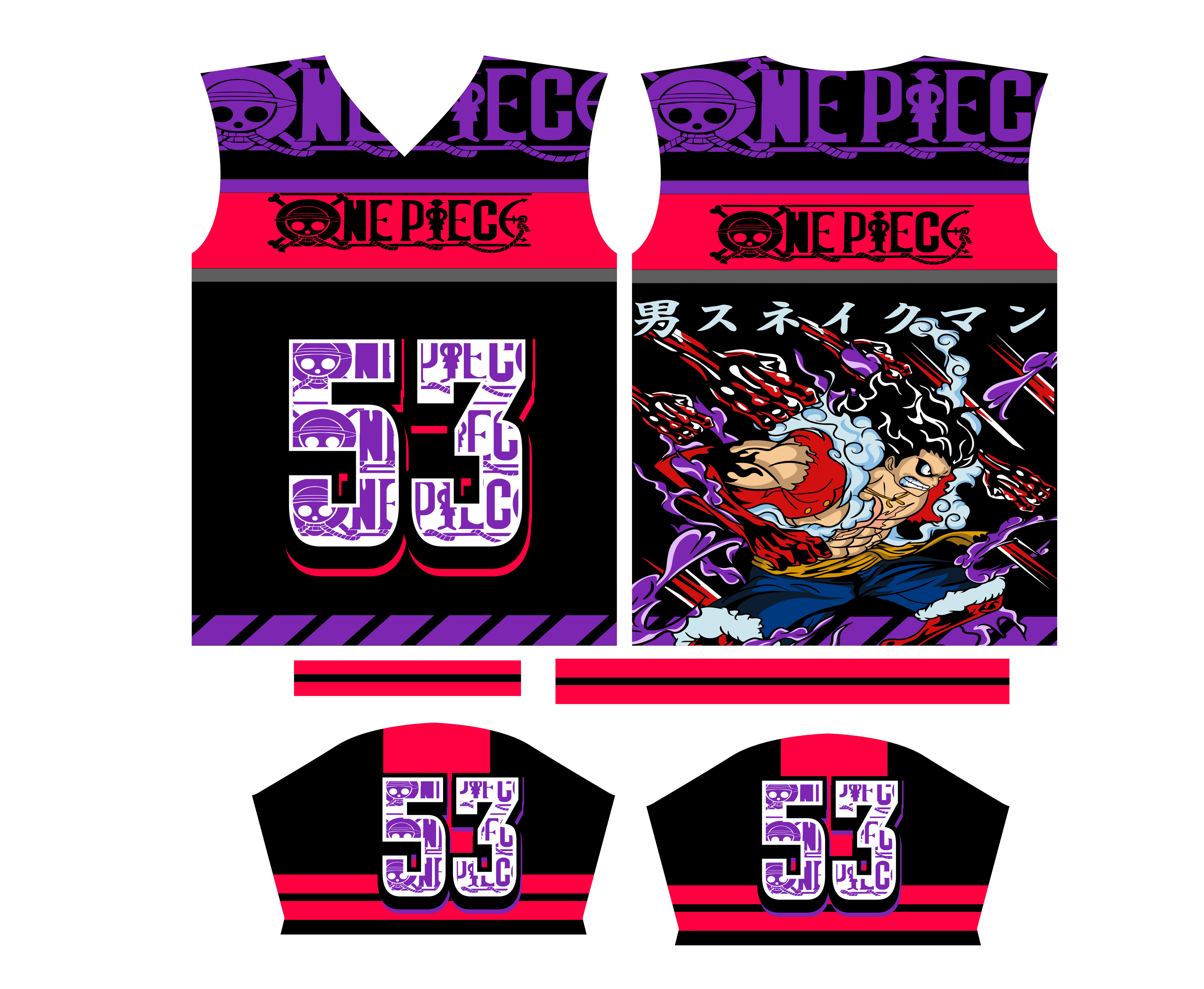 Design Jersey one piece anime editable cdr pdf