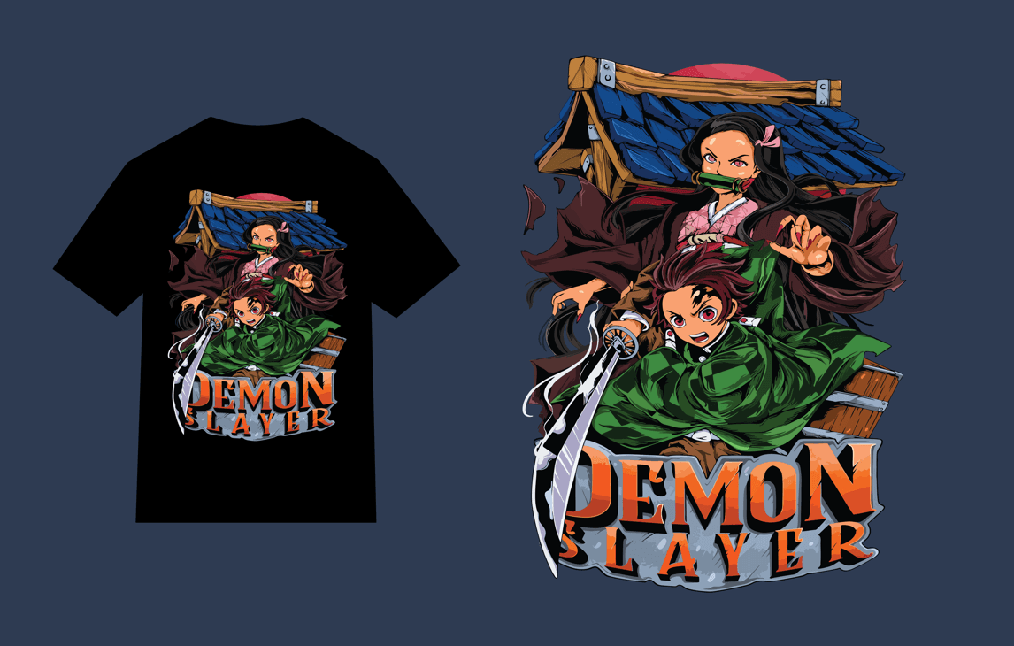 mockup kaos demon slayer pdf editable vector