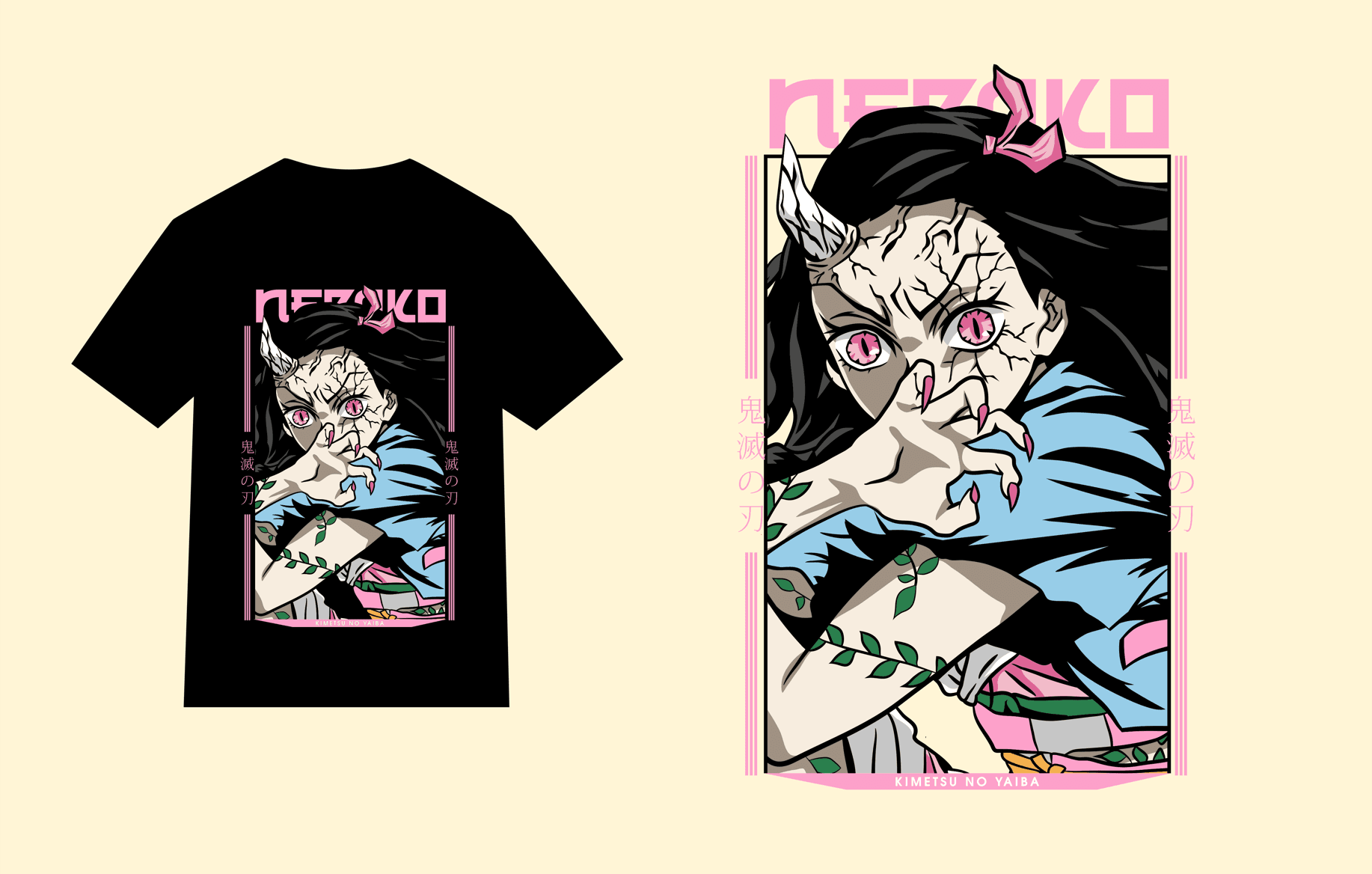 design kaos demon slayer nezuko pdf editable vector