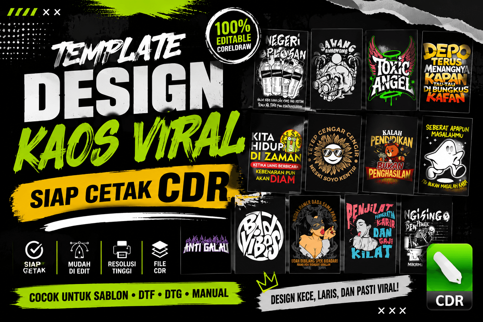 design kaos viral tiktok cdr siap cetak