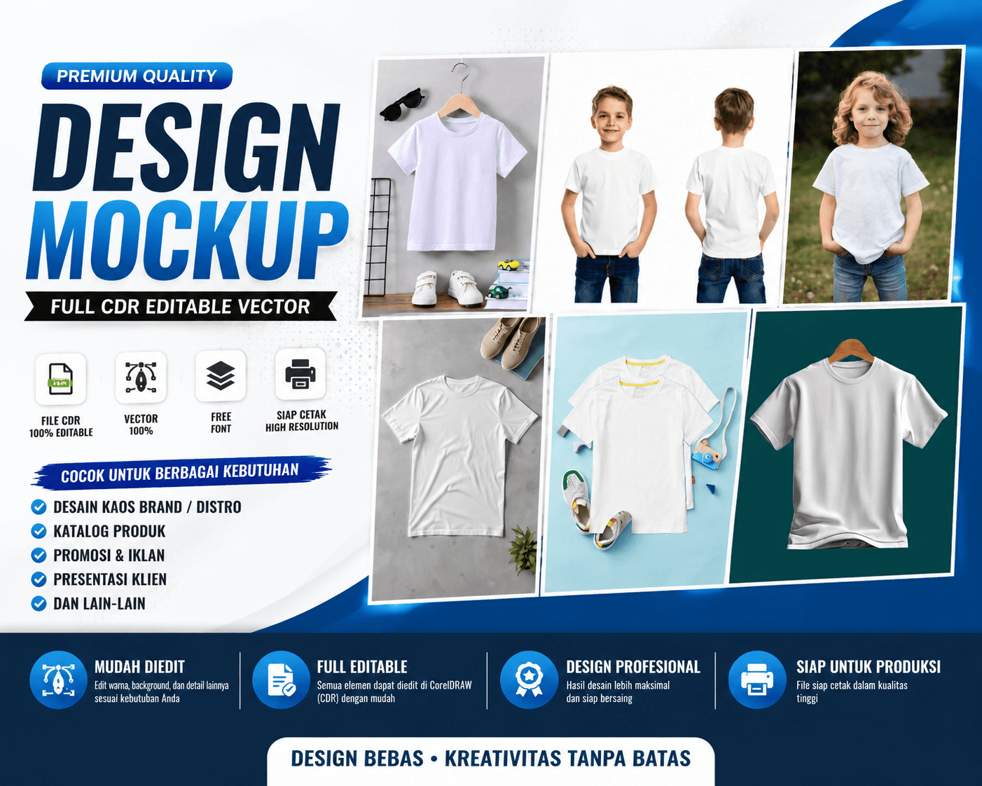 mockup kaos bundle cdr editable vector