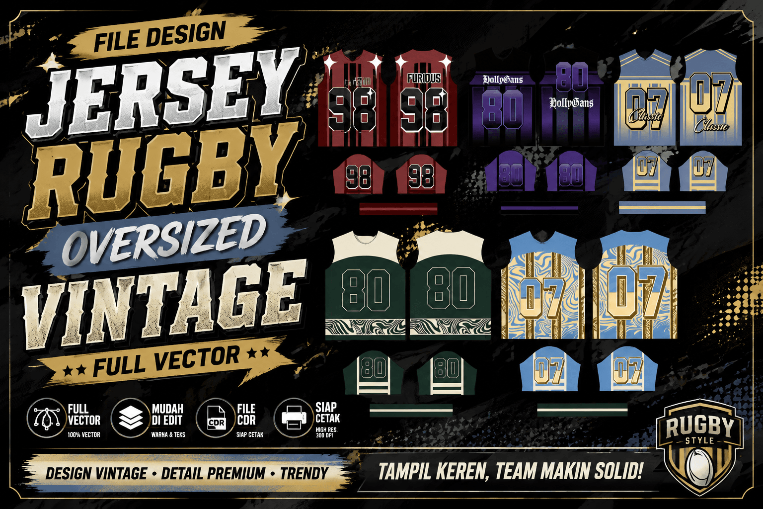 design oversized rugby full vector cdr