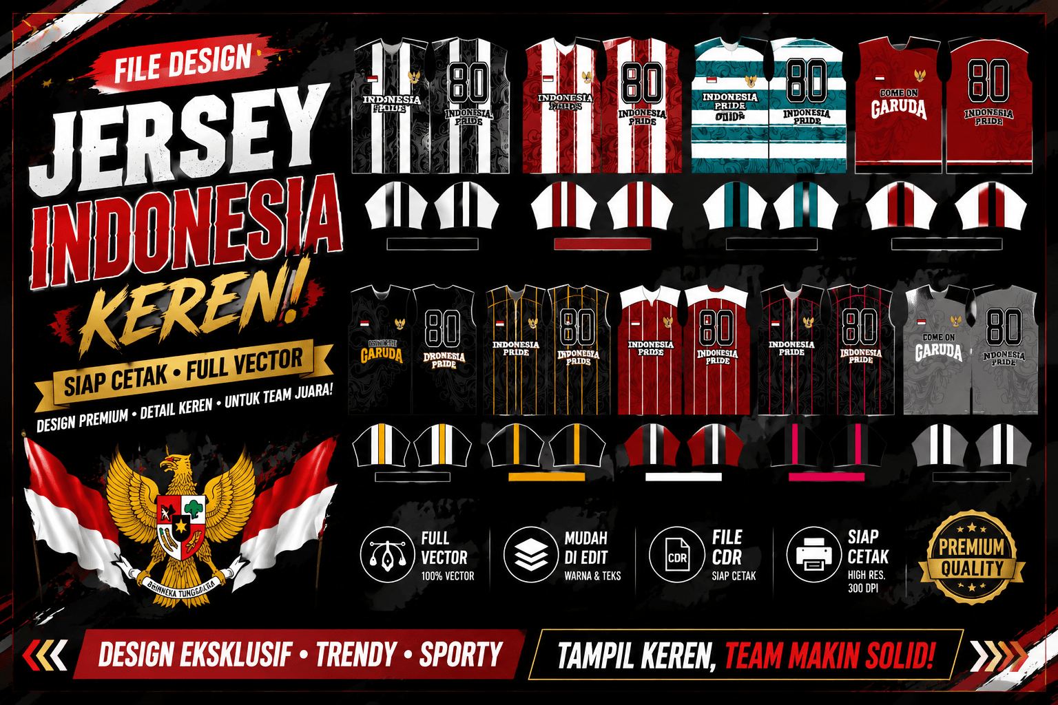 Design Jersey indonesia 80 series cdr vector