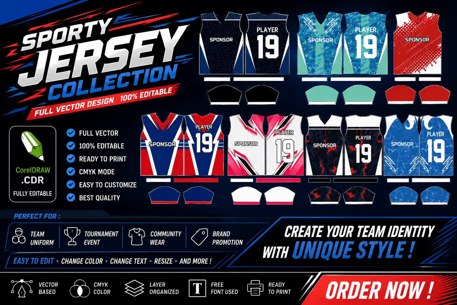 design jersey sporty 001 cdr vector