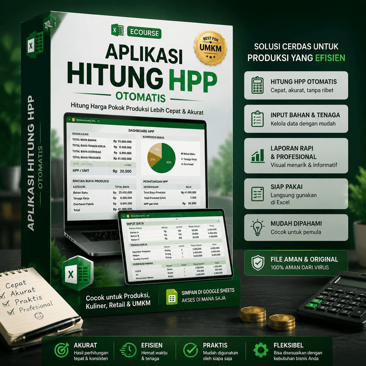 tools hitung HPP microsoft excel