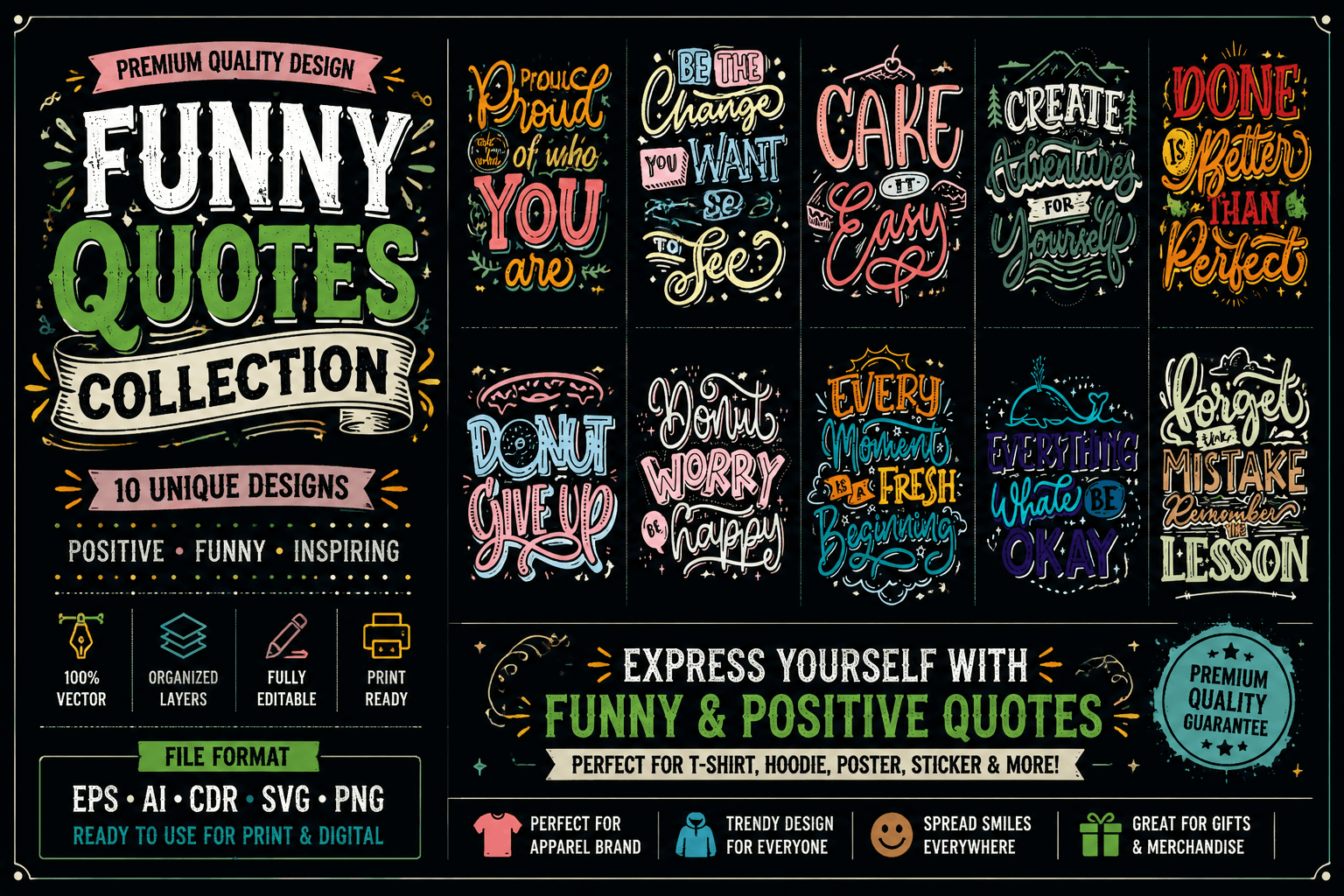 funny quotes design typography eps