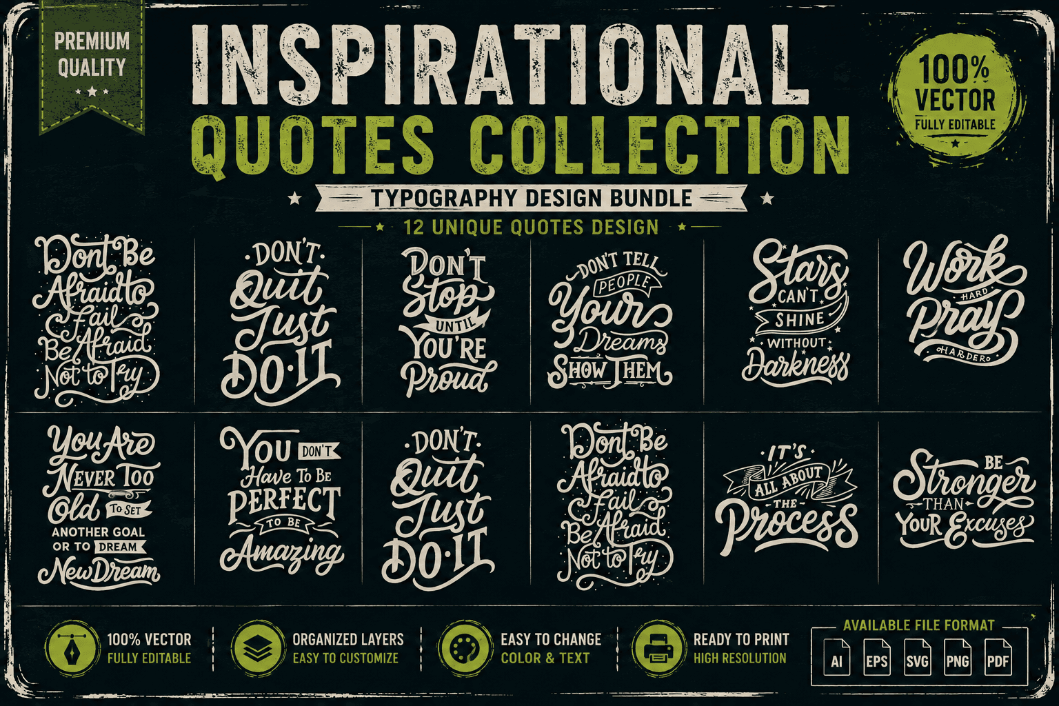 design kaos quotes inspiratif eps vector