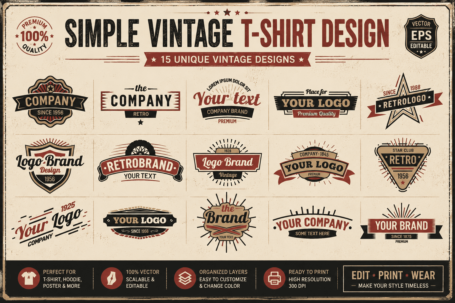 simple vintage design kaos eps