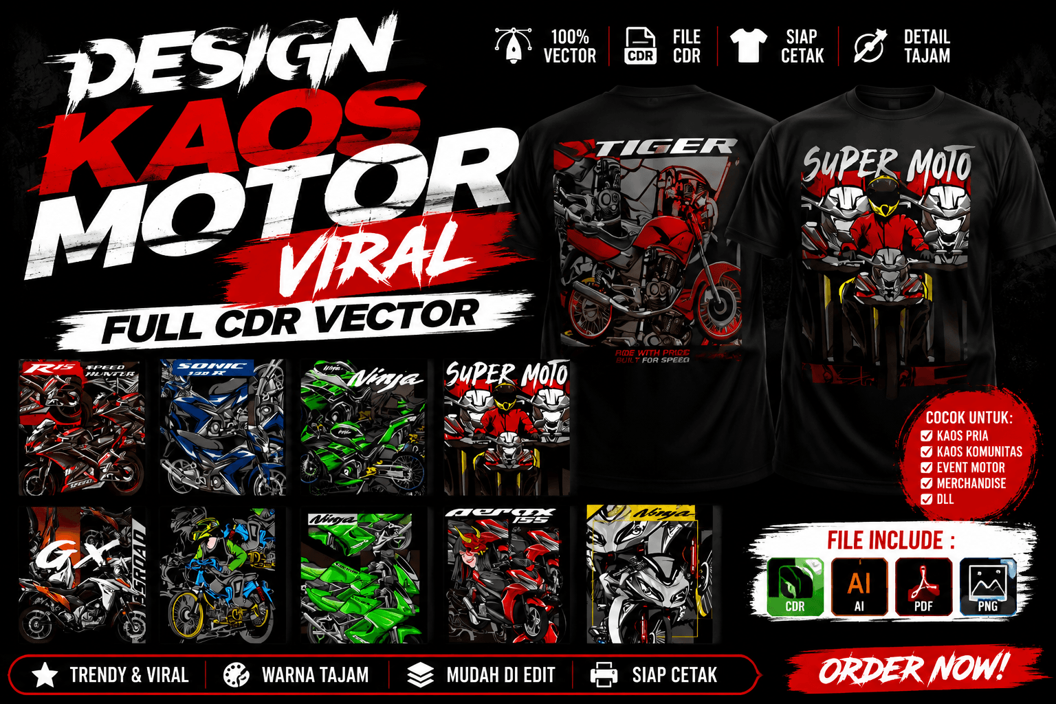 bundle design kaos motor full vector cdr part 001