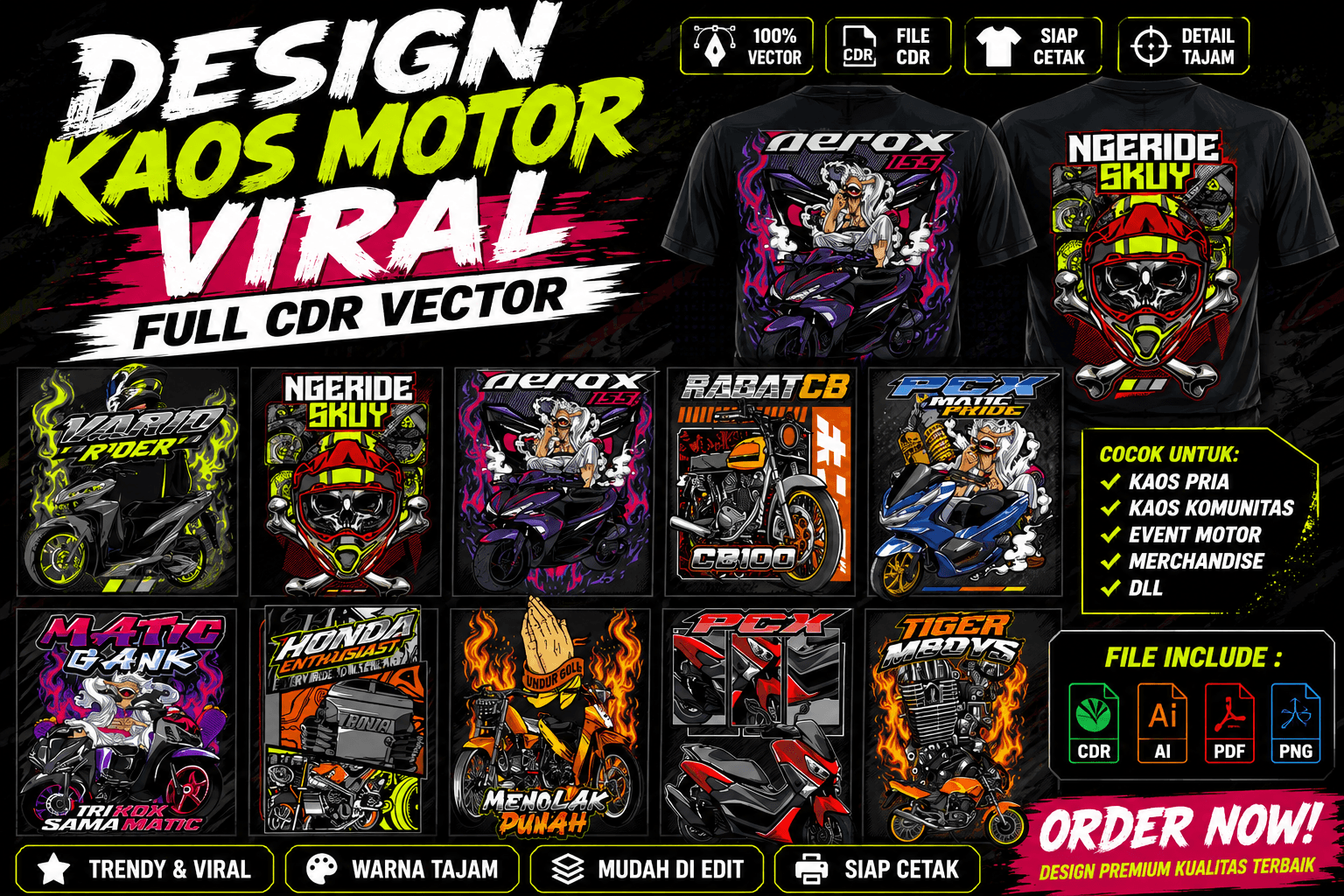 bundle mockup kaos motor cdr editable vector 003